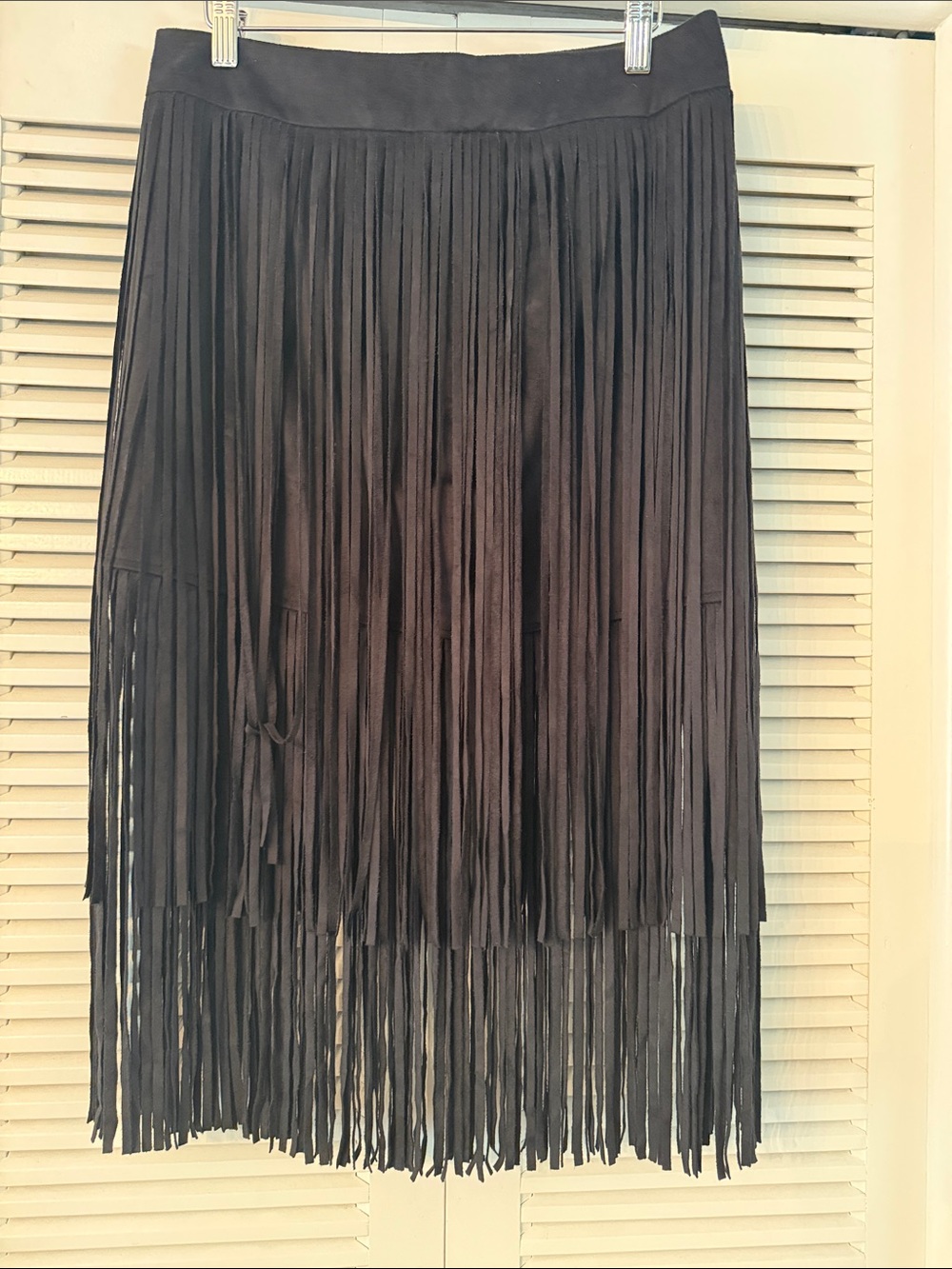 Zara Black Fringe Midi Skirt - Layered Tassel Design